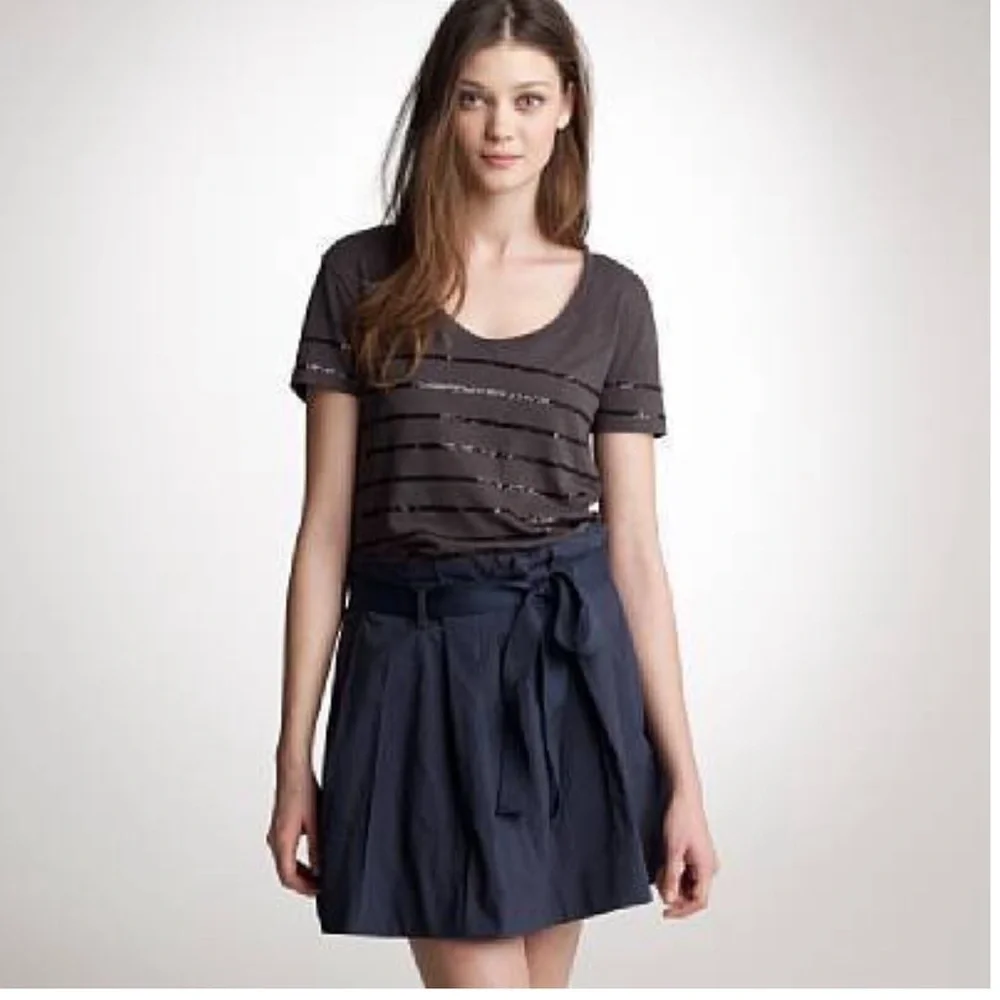 J. Crew Charcoal Gray Sequin Stripe Tee